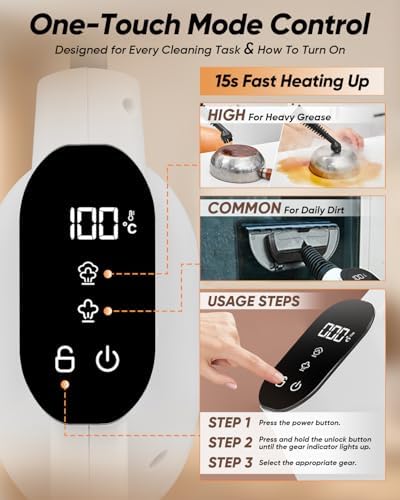 Saker EverSteam Instant-Heat Steam Cleaner for Home,15s Heat-up Handheld Steam Cleaner with Mop Attachment&Fiber Cloths,Portable Continuous Refill Steamer for Cleaning of Floor, Car and Kitchen - Image 4