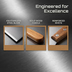 2pcs Stainless Steel Scraper, Non-Slip Wood Handle Straight Blade - Image 3