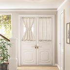 Linen Beige Semi Sheer Curtain 2 Panels Dual Rod Pocket with Tieback by DUKIYO