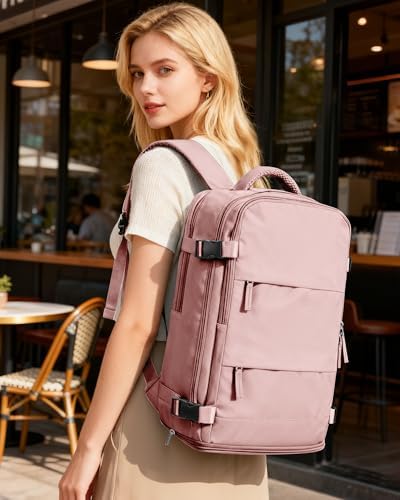 coofay Personal Item Travel Backpack for Women Airline Approved Carry on Backpack Flight Approved Waterproof Sports Luggage Backpack Casual Daypack Small Hiking Backpack Pink Backpack - Image 2