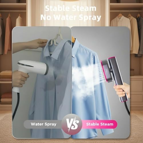 ELORTI Portable Steamer for Clothes, Mini Travel Handheld Steamer 2 in 1-1200W Steam 10S, 90 Rotatable Handle, Foldable Lightweight Garment Steamer for Business Trip Vacation Cruise - Image 3
