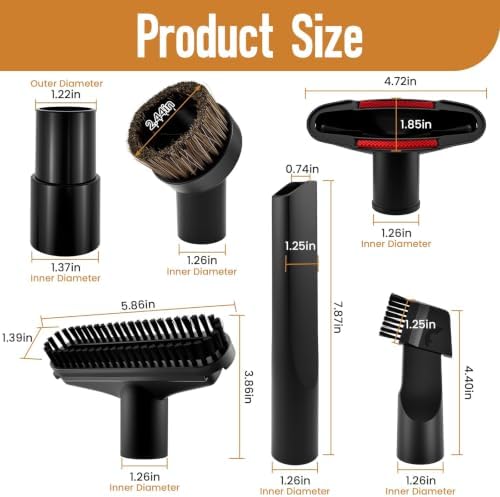 6Pcs 1-1/4'' Vacuum Hose Brush and Connector Attachment Kit - Image 2