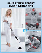 Electric Spin Scrubber with Long Handle | Shower Cleaner Brush for Bathroom - Image 2