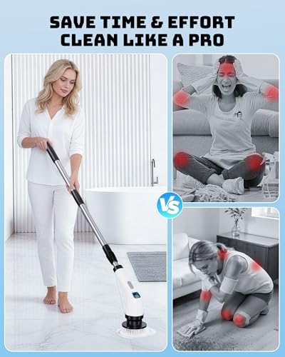 Electric Spin Scrubber with Long Handle | Shower Cleaner Brush for Bathroom - Image 2