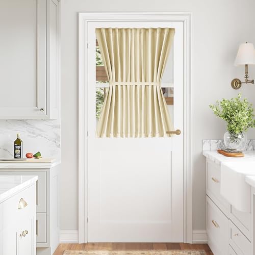 Vatge French Door Curtain - Front Door Window Covering Blind Shade, Door Curtains for Door Window, 1 Panel, W54 x L40, Light Beige by Vatge