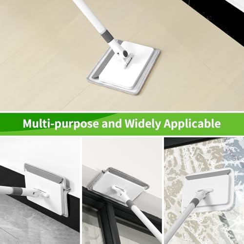 Baseboard Cleaner Tool with Handle, 3 in 1 Wall Cleaner Mop with Long Handle, 360° Rotatable Wall Mop with 4 Replacement Microfiber Chenille Pads for Wall Floor Baseboards Cleaning - Image 7