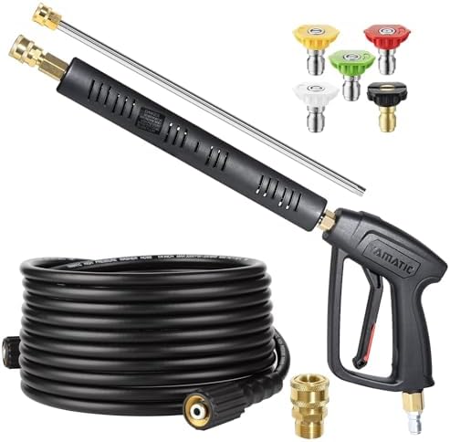 YAMATIC Pressure Washer Gun and 25 FT Hose with Extension Wand 3/8"&M22-14 by YAMATIC