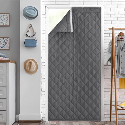 NICETOWN Grey Thermal Insulated Door Curtains 84 Inches Long - Image 6