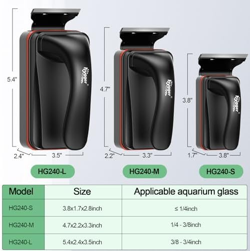 hygger Magnetic Aquarium Fish Tank Glass Cleaner,Detachable Dual-Blades Brush Tool with Floating Scrubber, Double Side Magnetic Scraper for 0.4-0.8 Inch Thick Glass Aquariums Tank (L) - Image 4