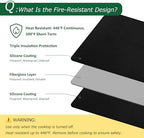 Large Fireproof Stove Top Covers for Electric Stove, Waterproof & Heat Resistant Mat for Glass Top, Stovetop Protector, Anti-Scratch, 36x24 Black - Image 3
