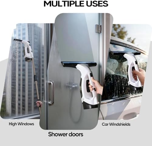 Window Vacuum Squeegee Cordless, Window Vacuum Cleaner with 2000Pa Streak-Free Suction, 30–40" Extension Pole, 11-Inch Cleaner Tool for High Windows, Shower Glass, Tiles & Mirrors - Image 4