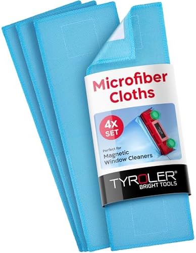 Tyroler Pack of 4 Microfiber Cloths for Glider Magnetic Window Cleaner by TyrolerBrightTools