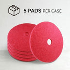20 Inch Red Floor Buffer Pads, Medium Duty Scrubbing & Buffing Floor Pads, ≥2.3cm Thick Commercial Daily Cleaning Pads for Floor Machines (5-Pack) - Image 2