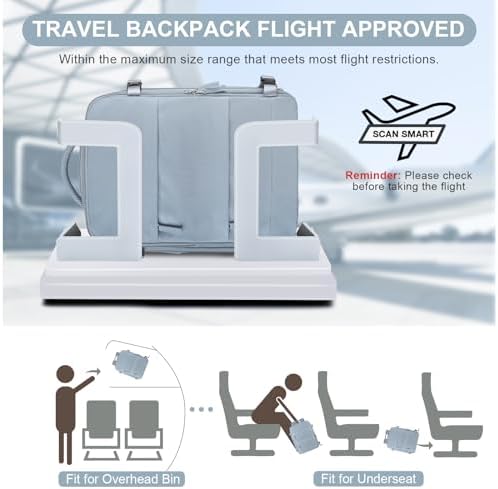 Large Travel Backpack Carry on Flight Approved Mochila De Viaje Carry on Backpack for Airplanes Spirit Airlines Personal Item Bag 18x14x8 Inches Travel Bag Traveling Backpack for Women Men Grey Blue - Image 2