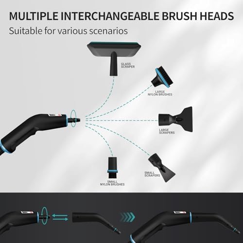 Heapsion Steam Cleaner, Steamer for Cleaning with 15s Fast Heat-Up, 6 Adjustable Levels, 12-Piece Accessories, 1500W Portable Steam Cleaner for Grout, Tiles, Kitchen, Car Detailing, Black and White - Image 4