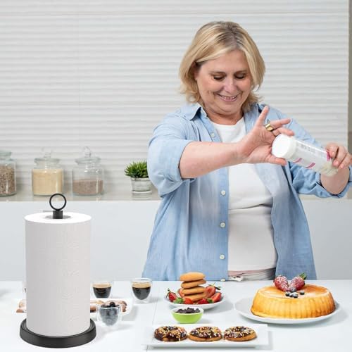 Paper Towel Holder Countertop, Stainless Steel, Weighted Base, Anti-Slip, Black Paper Towel Holder Stand for Kitchen Bathroom Farmhouse Essentials Decor Accessories - Image 5