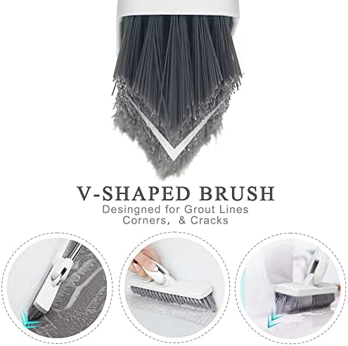 LandHope Grout Brush with Long Handle 50inches Grout Cleaner for Tile Floors Crevice Floor Scrub Brush 120° Rotatable Bathtub Clean Tool Grout Scrubber Indoor Kitchen Shower for Hard to Reach Areas - Image 3