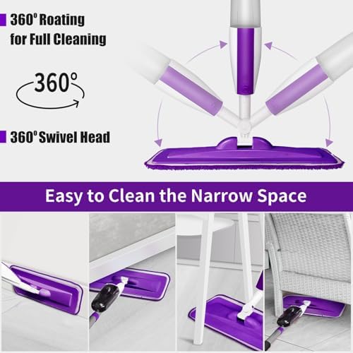 Wet Spray Mop for Floor Cleaning with 14 oz Bottle & 3 Microfiber Pads - Image 4