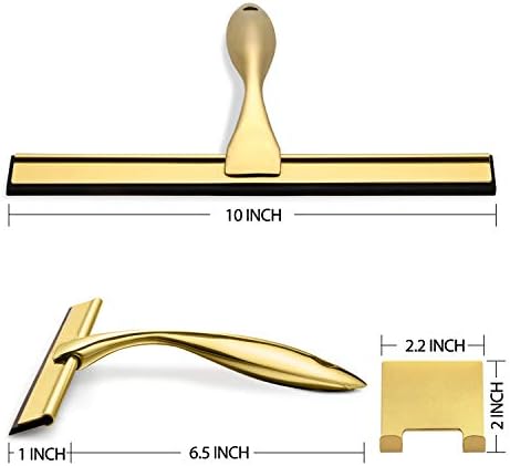 HIWARE All-Purpose Shower Squeegee for Shower Doors, Bathroom, Window and Car Glass - Brass, Stainless Steel, 10 Inches - Image 2