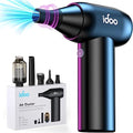 iDOO Compressed Air Duster, Cordless Electric Canned Duster, Portable Vacuum, 3 Gear Mini Portable Jet Dry Air Blower, for Gaming Pc, Keyboard, Car Cleaning, Outdoors-Dust Blowing & Vacuuming(Black) by idoo