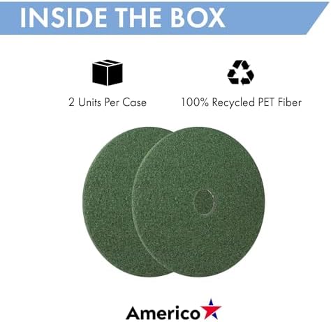 Americo Black Diamond Green Polishing and Daily Maintenance Floor Pad, 13" Diameter, 3000 Grit, 2 Pads/Case, Made in the USA - Image 3