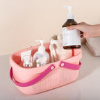 Portable Shower Caddy Basket with Handles Plastic Storage Basket Light Pink - Image 5