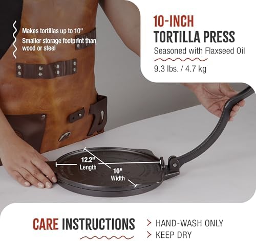 Victoria 10-Inch Cast Iron Tortilla Press HD Spherrous Iron - Image 6