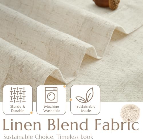 jinchan Linen Tier Kitchen Curtains, 30x24, 2 Panels, Natural - Image 6