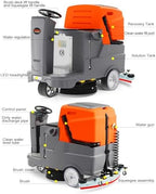 HANTINSTOM Ride-on Commercial Floor Scrubber with 20" Ultra-Wide Scrubbing Path,High-pressure Watergun，LED Light,22.5 Gal Large Solution Tank,3 Hours Wireless Working Time, 31,400 Sqft/h - Image 4