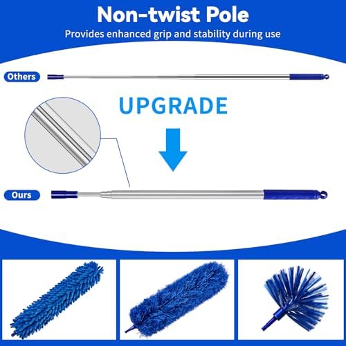 Duster with Extension Pole, 5 in 1 Cleaning Kit with Microfiber Dusters - Image 3