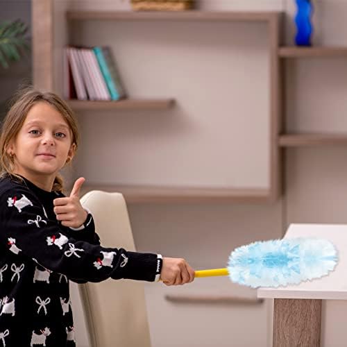 Vesici 150 Pcs Duster Refills Compatible with Swiffer Dusters Bulk Disposable Replacement Thickened with 1 Handle Heavy Duty for Cleaning, Office (Yellow,Blue,Orange,Purple) - Image 2