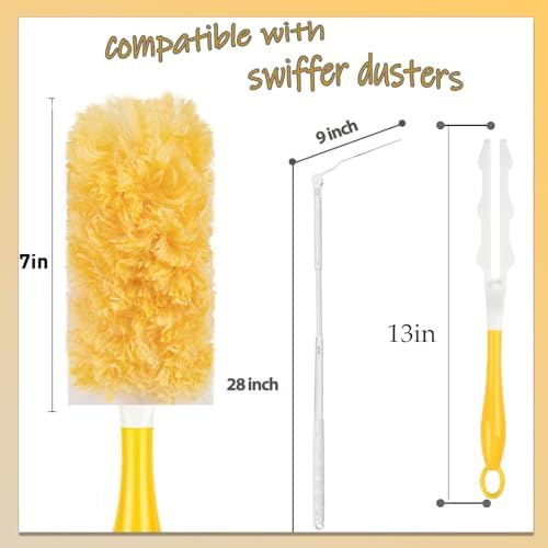 Duster Refills Compatible with Swiffer Duster, 360 Heavy Duty Multi Surface Duster Replacement with 1 Short Handle and 3FT Extenda Handle for Cleaning Furniture, Blind, Ceiling Fans(yellow-360-40pack) - Image 3