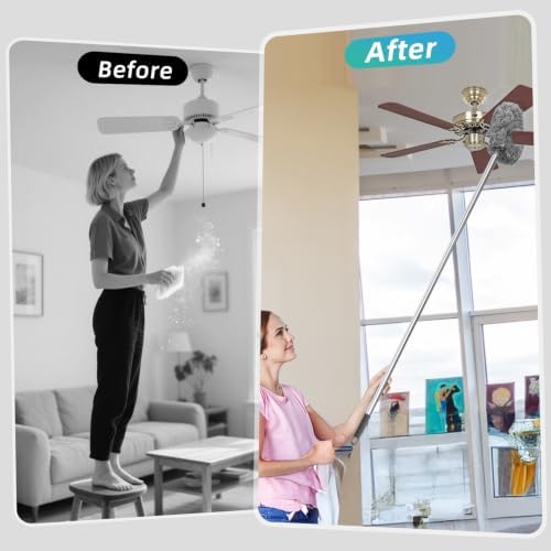 DRQ Ceiling Fan Cleaner Duster with 13-48 in Extension Pole, Grey, 2 Pack - Image 7