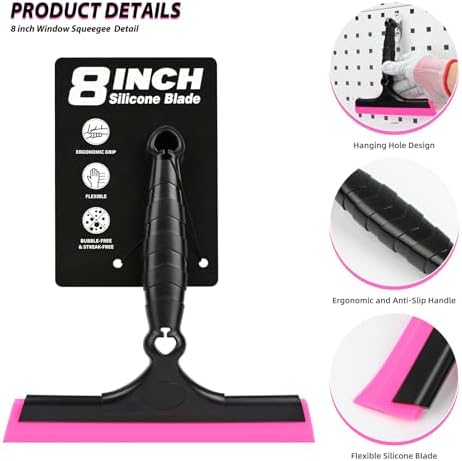 EHDIS 2PCS Flexible 8-Inch Silicone Squeegee Window Tint Tool Auto Water Blade, Shower Squeegee for Car Windshield, Glass, Tiles, and Smooth Surfaces - Image 3