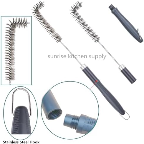 SUNRISE Fryer Brush with Long Handle (Stainless Steel with Plastic Handle, L, Single, and Double Brush) - Image 6