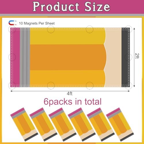 6Pcs Classroom Fluorescent Magnetic Light Covers,2x4 FT Pencil - Image 2