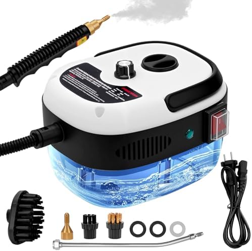 Steam Cleaner for Home, 1000ml Portable Steamer for Cleaning with 3 Brush Heads, 6-Level Adjustable and 15s Heat-Up, Handheld Steam Cleaner for Home, Car, Tile, Dirt, Grout, Floors, Couches, Grout by Hombasing