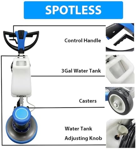 Commercial Industrial Floor Scrubber Polisher 17" Heavy-Duty Buffer Machine for Hardwood, Marble, Epoxy & Carpet 1100W Low-Noise Floor Cleaning & Waxing Machine 110V - Image 5