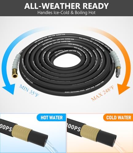 3/8" ID 4800PSI Pressure Washer Hose 25FT, Steel Wire Braided Pressure Hose - Image 3