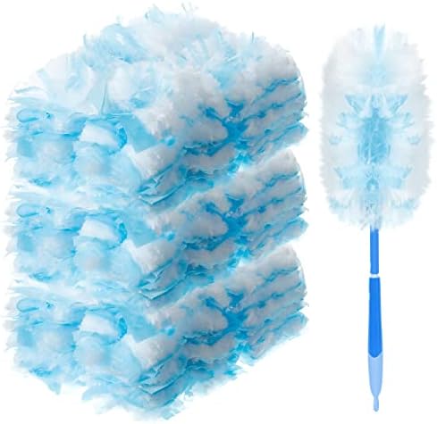 Vesici 150 Pcs Duster Refills Compatible with Swiffer Dusters Bulk Disposable Replacement Thickened with 1 Handle Heavy Duty for Cleaning, Office (Blue) by Vesici