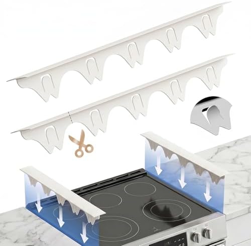Silicone Stove Gap Covers with Stainless Steel, Oven Gap Filler Seals Gaps Between Stovetop and Counter, Stove Gap Guards Range Trim Kit, Easy to Clean Stove Gap Guard (Beige 2 Pack,25") by YUHFERA