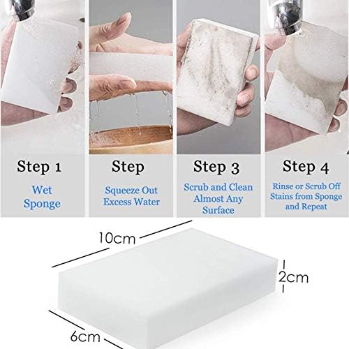 Magic Cleaning Sponges Eraser, 100 Pack Premium Melamine Sponge Foam Cleaning Pads, Dish Sponges, White Household Cleaning Scrub Sponge for Kitchen, Bathroom, Furniture, Floor Wall Cleaner - Image 3