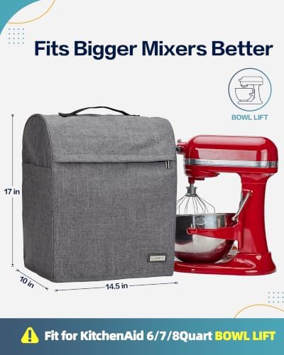 HOMEST Stand Mixer Dust Cover for KitchenAid 6/7/8 Quart Bowl Lift - Image 3