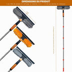 20 ft+ Reach Squeegee Window Cleaner Duster 2 in 1 Rotatable Window Cleaning Tool Kit with 3-14 ft Extension Pole, Window Washing Equipment for Indoor Outdoor Window Car Glass - 3 Pads - Image 2