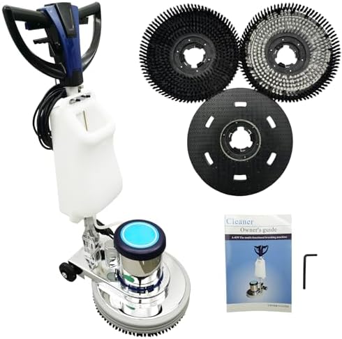 AC110-120V/60Hz 18" Floor Scrubber Buffer Polisher Machine Polish Wax Refurbish Heavy Duty Tile Scrubber Cleaner Wood Marble Cement Pavement Epoxy Rubber Carpet by Unknown