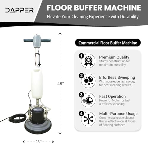 13" Heavy-duty Multi-Functional Floor Buffer Polisher Machine - Clean, Buff, Scrubb and Polish with Ease! Ideal for Carpets Too! Includes Optional Solution Tank, 2 Brushes and 3 Scouring Pads - Image 2
