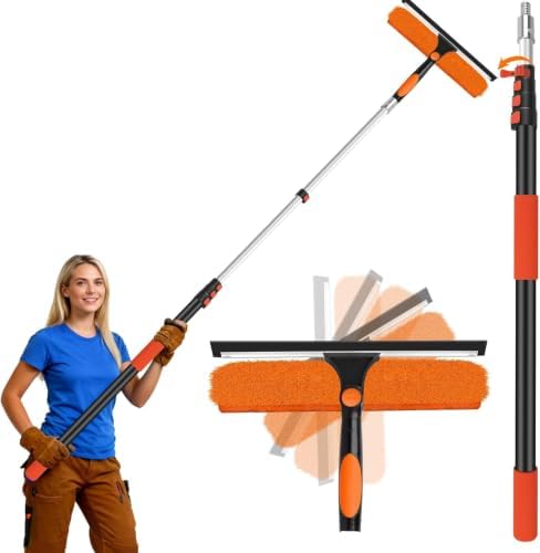 14" Extra-Wide Window Squeegee with 5-20FT Extension Pole by Jhkopqe
