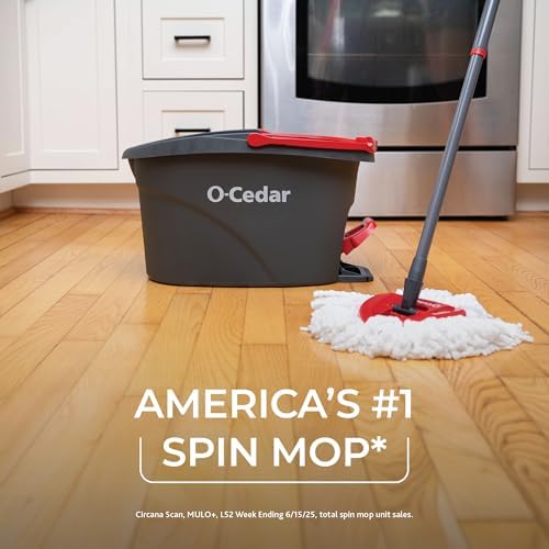 O-Cedar Easywring Microfiber Spin Mop & Bucket Floor Cleaning System with 4 Extra Refills - Image 4