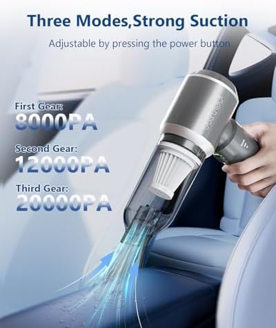 CNMSGM Handheld Cordless Car Vacuum Cleaner,Rechargeable Mini Vacuum(Gray) - Image 3