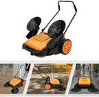 41 Inch Walk-Behind Hand Push Floor Sweeper, Outdoor Hand Push Floor Sweeper with 14.53 Gal Dustbin & Adjustable Handle for Shopping Malls Factory Warehouses - Image 3